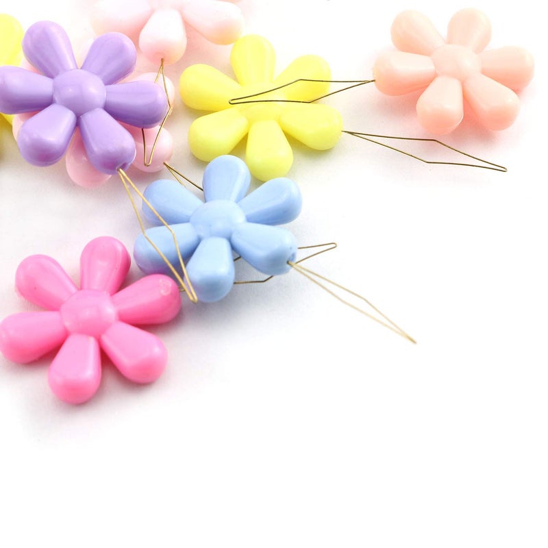 NX Garden Needle Threaders 10PCS Assorted Colors Plastic Flower Head Wire Loop Needle Threaders for Hand Stitching - Image 1